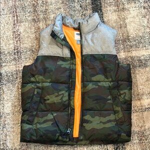 Boys Camouflage and Silver Puffer Vest